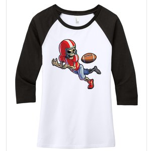 Football Halloween Boy Skeleton Halloween Women's Tri-Blend 3/4-Sleeve Raglan Shirt