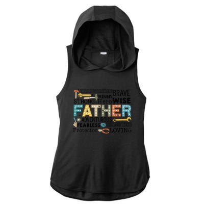 Father Harworking Brave Funny Strong Hero Family Ladies PosiCharge Tri-Blend Wicking Draft Hoodie Tank