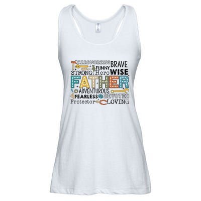 Father Harworking Brave Funny Strong Hero Family Ladies Essential Flowy Tank