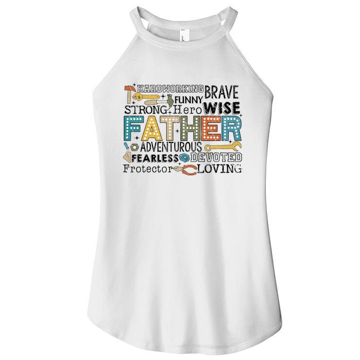 Father Harworking Brave Funny Strong Hero Family Women’s Perfect Tri Rocker Tank