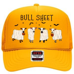 Funny Halloween Boo Ghost Cow Costume Bull Sheet Cow Lover Gift High Crown Mesh Back Trucker Hat