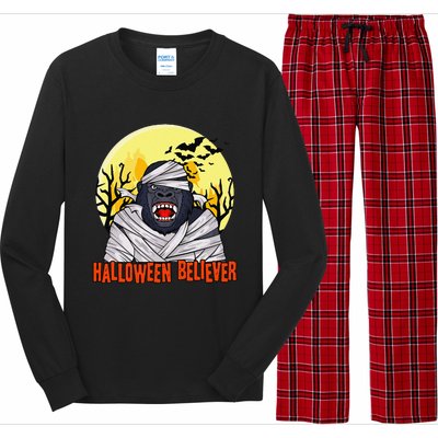 Funny Halloween Believer Scary Bigfoot Mummy Sasquatch Long Sleeve Pajama Set