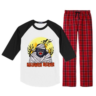 Funny Halloween Believer Scary Bigfoot Mummy Sasquatch Raglan Sleeve Pajama Set