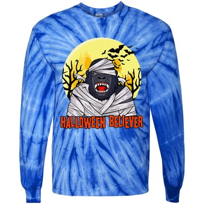 Funny Halloween Believer Scary Bigfoot Mummy Sasquatch Tie-Dye Long Sleeve Shirt