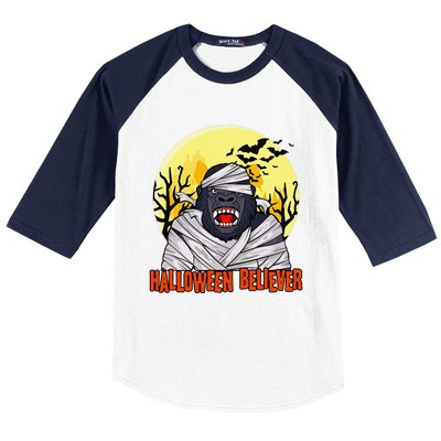 Funny Halloween Believer Scary Bigfoot Mummy Sasquatch Baseball Sleeve Shirt