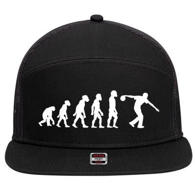 Funny Human Bowling Evolution Pin Ball Bowler Player 7 Panel Mesh Trucker Snapback Hat