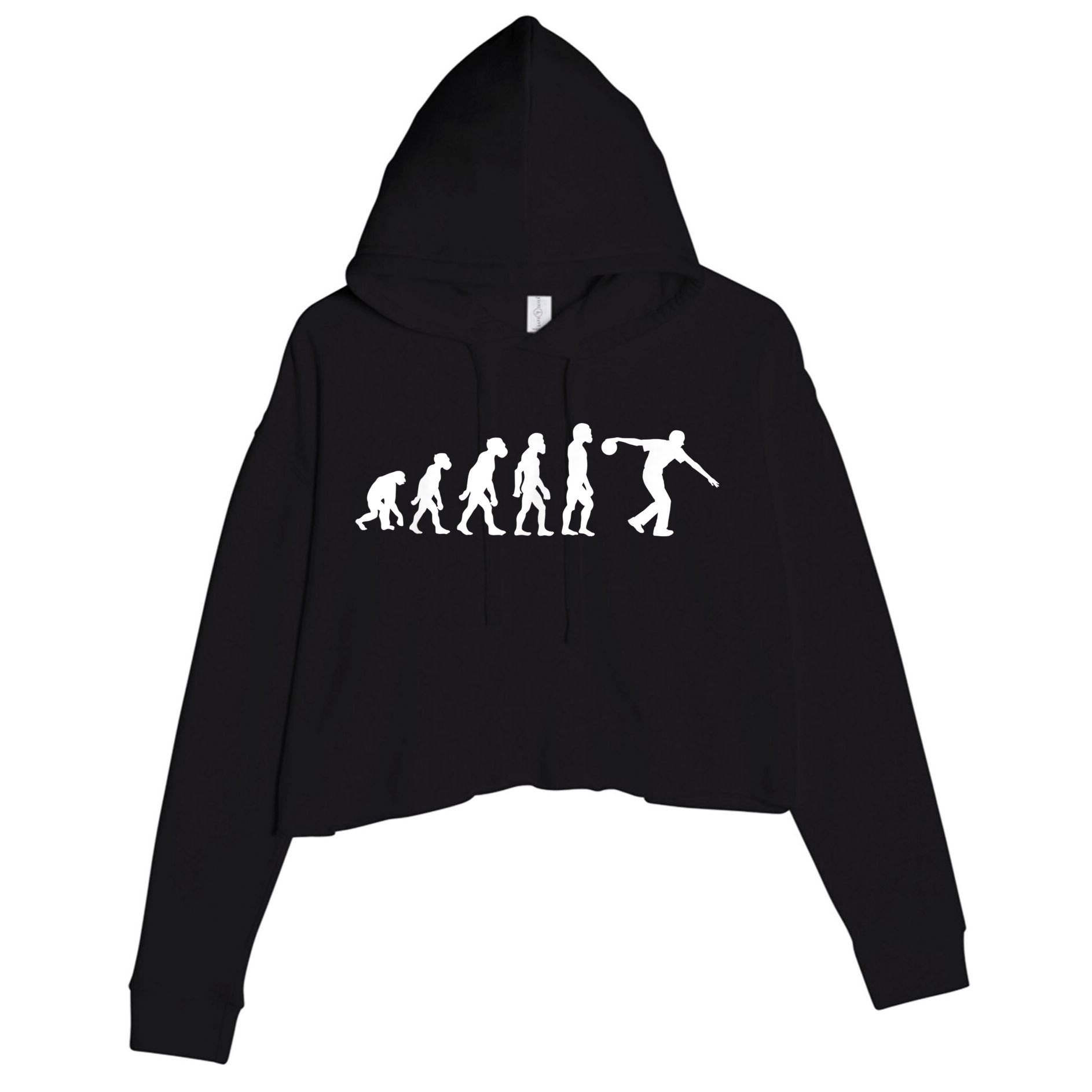 Funny Human Bowling Evolution Pin Ball Bowler Player Crop Fleece Hoodie