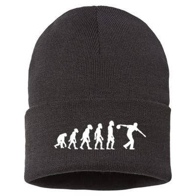 Funny Human Bowling Evolution Pin Ball Bowler Player Sustainable Knit Beanie