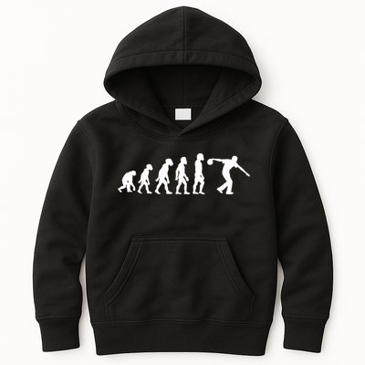 Funny Human Bowling Evolution Pin Ball Bowler Player Kids Hoodie