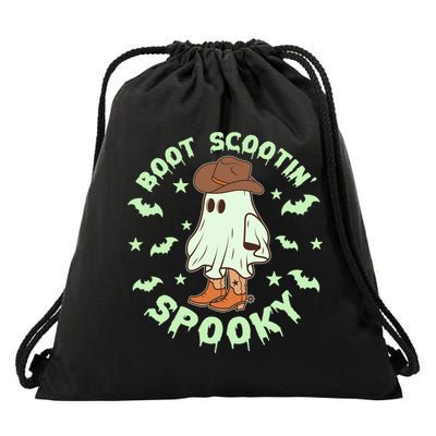Funny Halloween Boot Scootin Spooky Cowboy Ghost Drawstring Bag