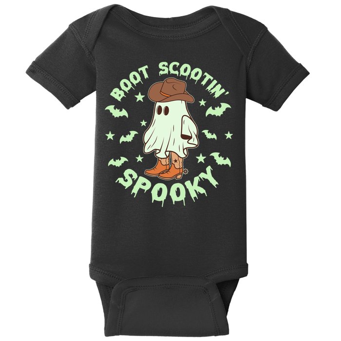 Funny Halloween Boot Scootin Spooky Cowboy Ghost Baby Bodysuit
