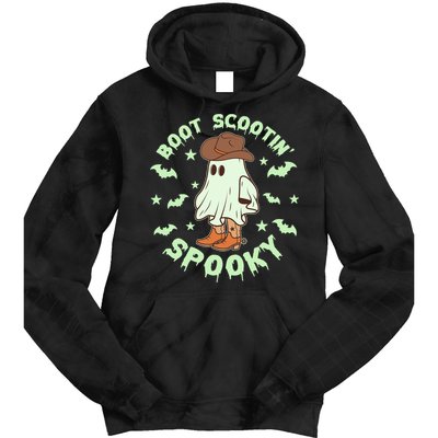Funny Halloween Boot Scootin Spooky Cowboy Ghost Tie Dye Hoodie