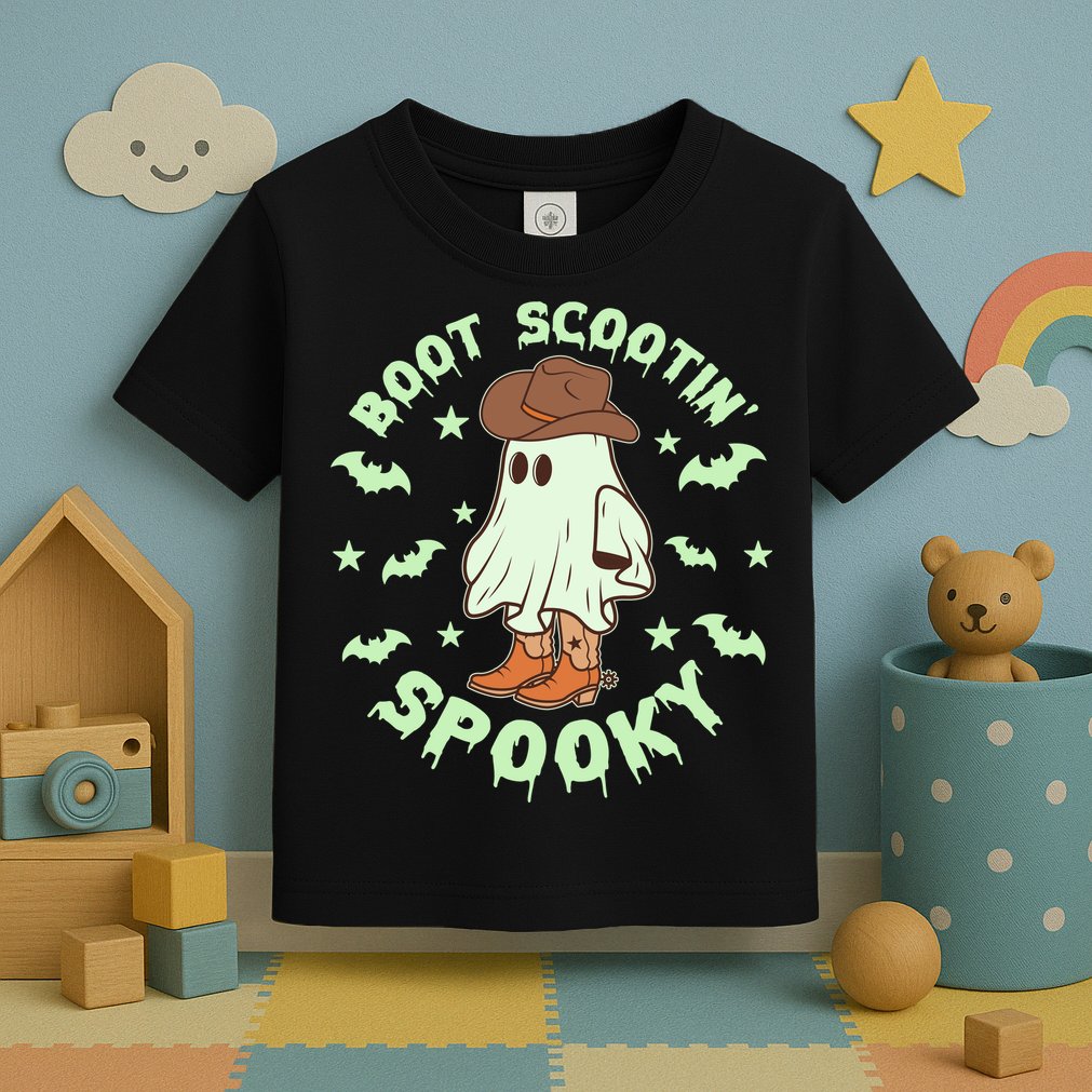 Funny Halloween Boot Scootin Spooky Cowboy Ghost Toddler T-Shirt