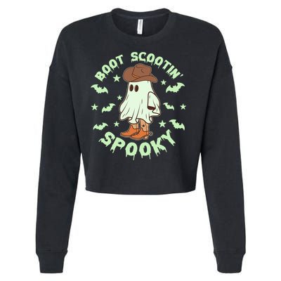 Funny Halloween Boot Scootin Spooky Cowboy Ghost Cropped Pullover Crew