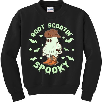 Funny Halloween Boot Scootin Spooky Cowboy Ghost Kids Sweatshirt