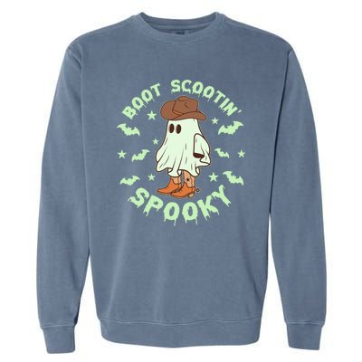 Funny Halloween Boot Scootin Spooky Cowboy Ghost Garment-Dyed Sweatshirt