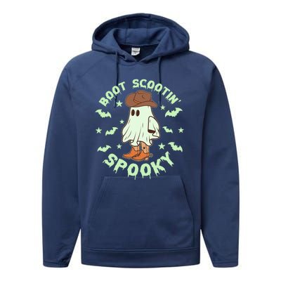 Funny Halloween Boot Scootin Spooky Cowboy Ghost Performance Fleece Hoodie