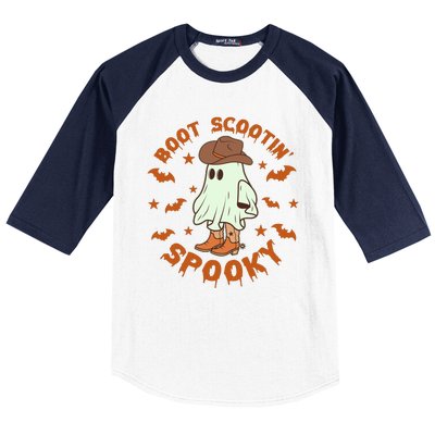 Funny Halloween Boot Scootin Spooky Cowboy Ghost Baseball Sleeve Shirt