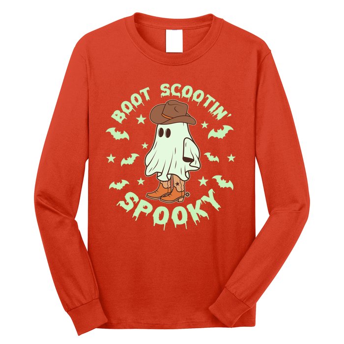 Funny Halloween Boot Scootin Spooky Cowboy Ghost Long Sleeve Shirt