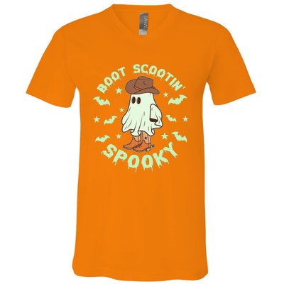 Funny Halloween Boot Scootin Spooky Cowboy Ghost V-Neck T-Shirt