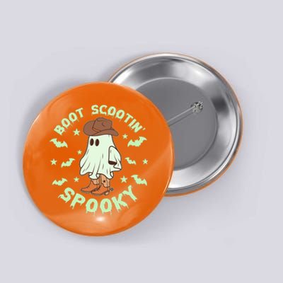 Funny Halloween Boot Scootin Spooky Cowboy Ghost Button