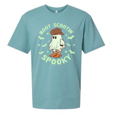 Funny Halloween Boot Scootin Spooky Cowboy Ghost Sueded Cloud Jersey T-Shirt