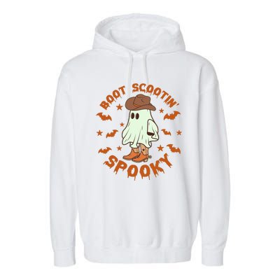 Funny Halloween Boot Scootin Spooky Cowboy Ghost Garment-Dyed Fleece Hoodie