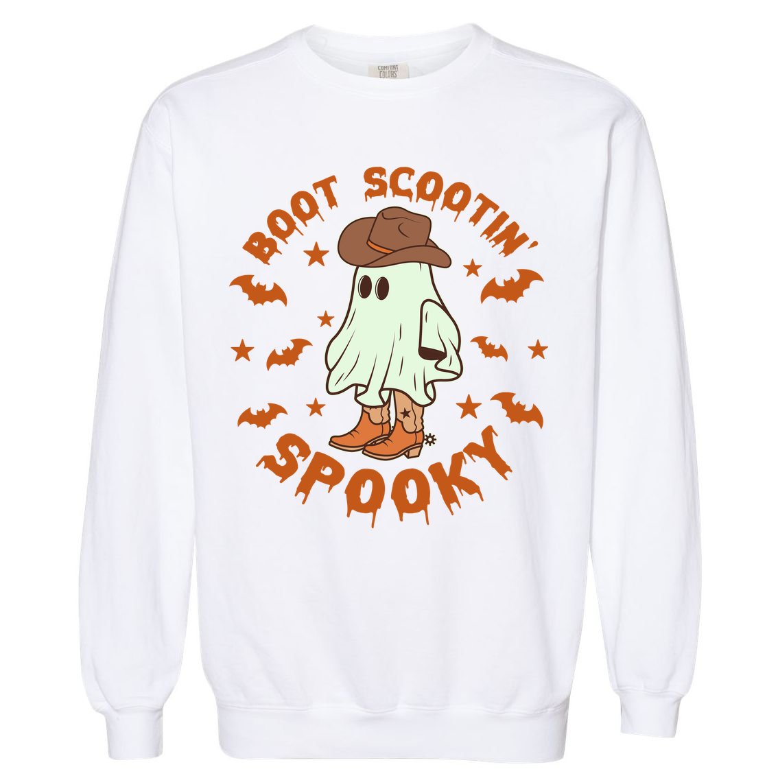 Funny Halloween Boot Scootin Spooky Cowboy Ghost Garment-Dyed Sweatshirt