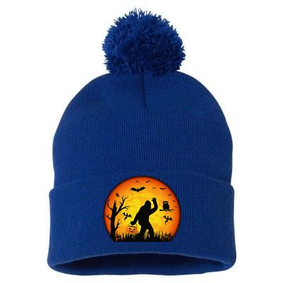 Funny Halloween Bigfoot Halloween Costume Bigfoot Pumpkin Pom Pom 12in Knit Beanie