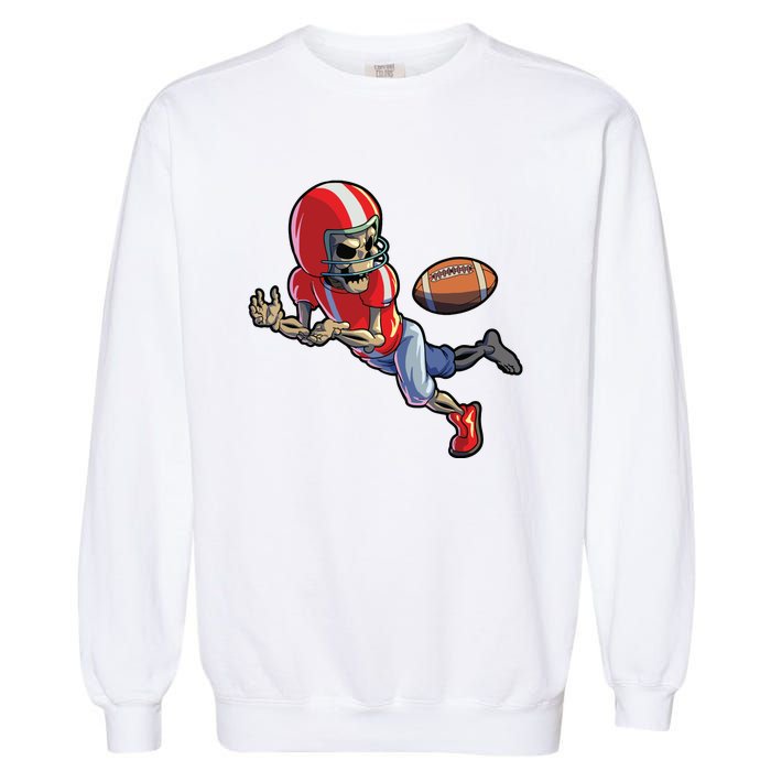 Football Halloween Boy Skeleton Halloween Garment-Dyed Sweatshirt