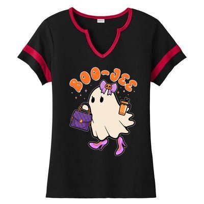 Funny Halloween BooJee Bougie Ghost Girl Ladies Halftime Notch Neck Tee