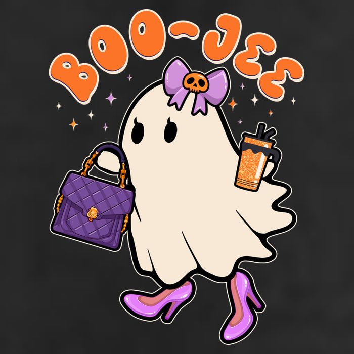 Funny Halloween BooJee Bougie Ghost Girl 7 Panel Mesh Trucker Snapback Hat