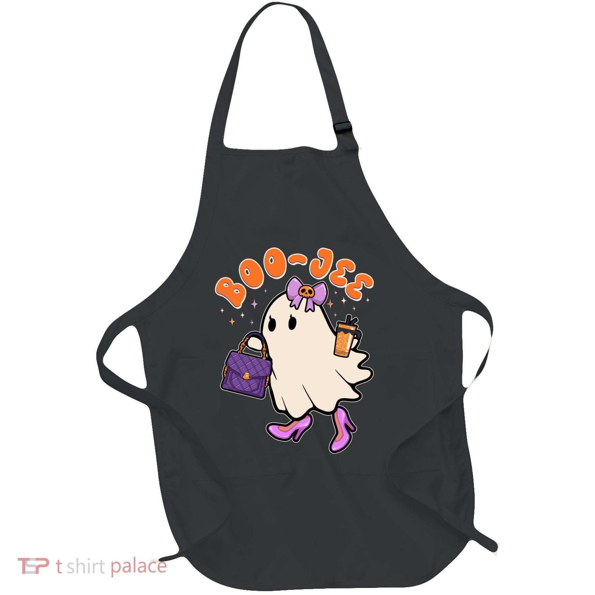 Funny Halloween BooJee Bougie Ghost Girl Full-Length Apron With Pockets