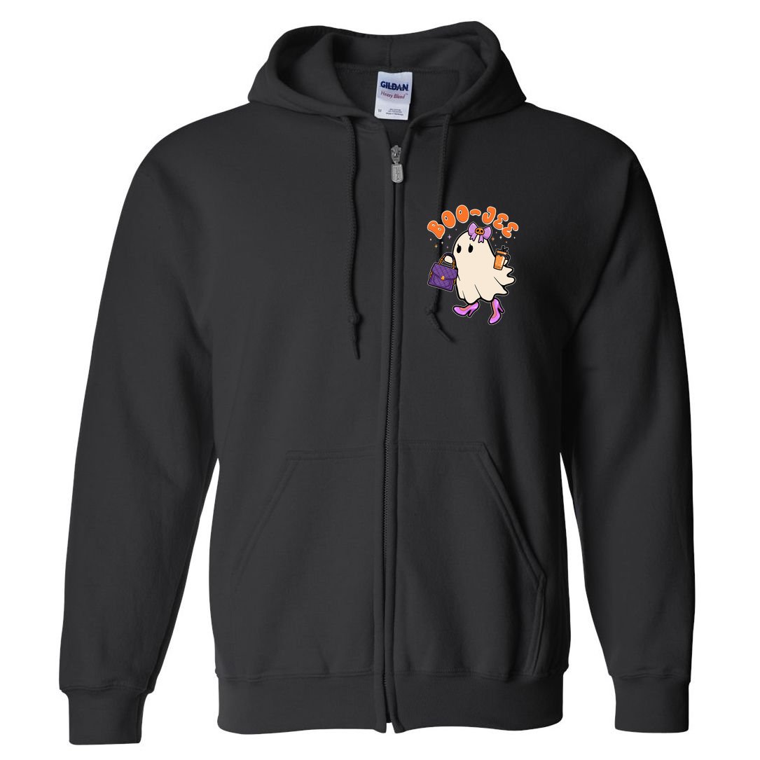 Funny Halloween BooJee Bougie Ghost Girl Full Zip Hoodie