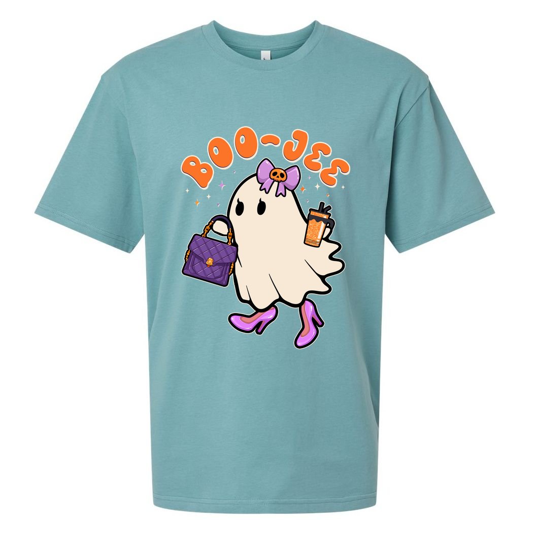 Funny Halloween BooJee Bougie Ghost Girl Sueded Cloud Jersey T-Shirt