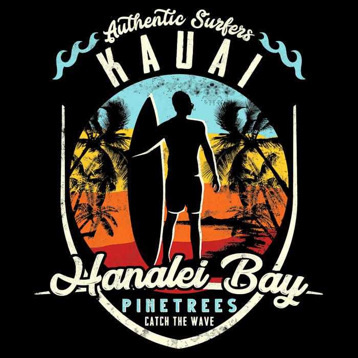 Funny Hanalei Bay Beach Surfing Kauai Surf Vintage Backpack