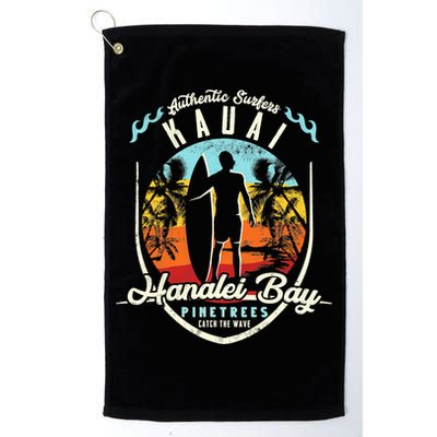 Funny Hanalei Bay Beach Surfing Kauai Surf Vintage Golf Towel
