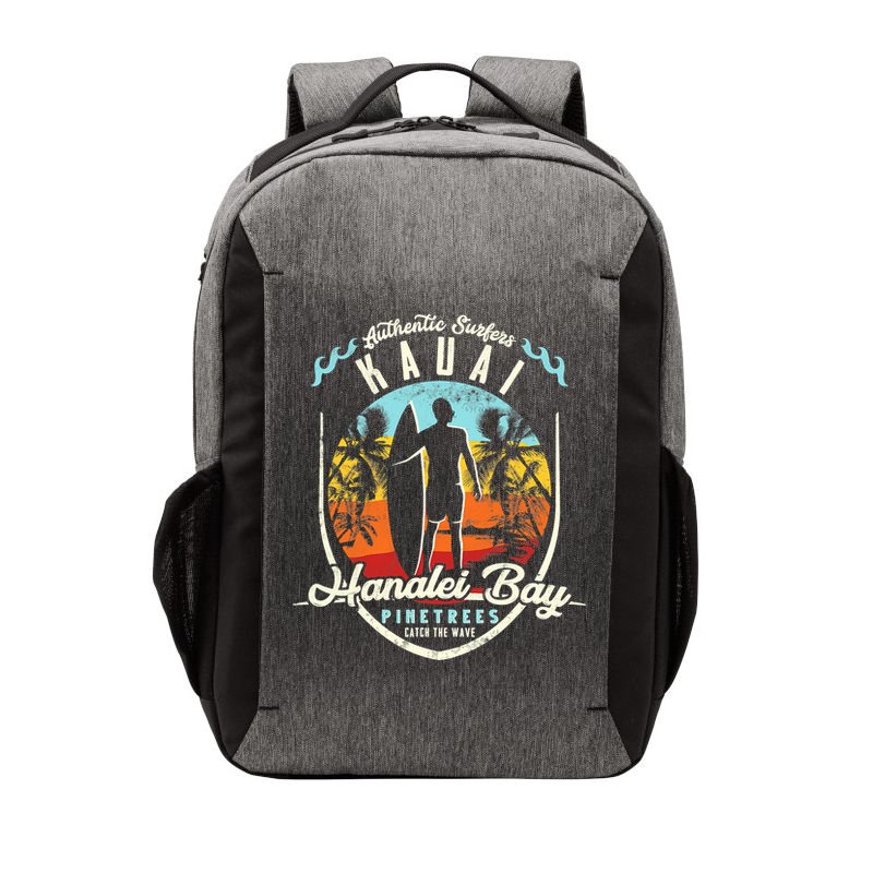 Funny Hanalei Bay Beach Surfing Kauai Surf Vintage Vector Backpack