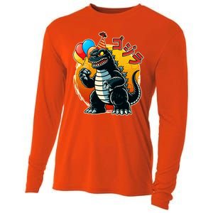 Funny Happy Birthday Japanese Kaiju Monster Cooling Performance Long Sleeve Crew