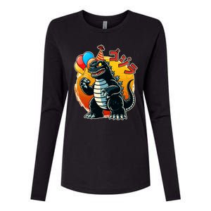 Funny Happy Birthday Japanese Kaiju Monster Womens Cotton Relaxed Long Sleeve T-Shirt