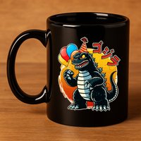 Funny Happy Birthday Japanese Kaiju Monster 11oz C Handle Ceramic Mug