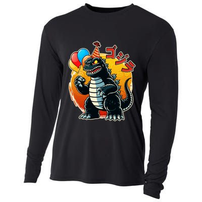 Funny Happy Birthday Japanese Kaiju Monster Cooling Performance Long Sleeve Crew