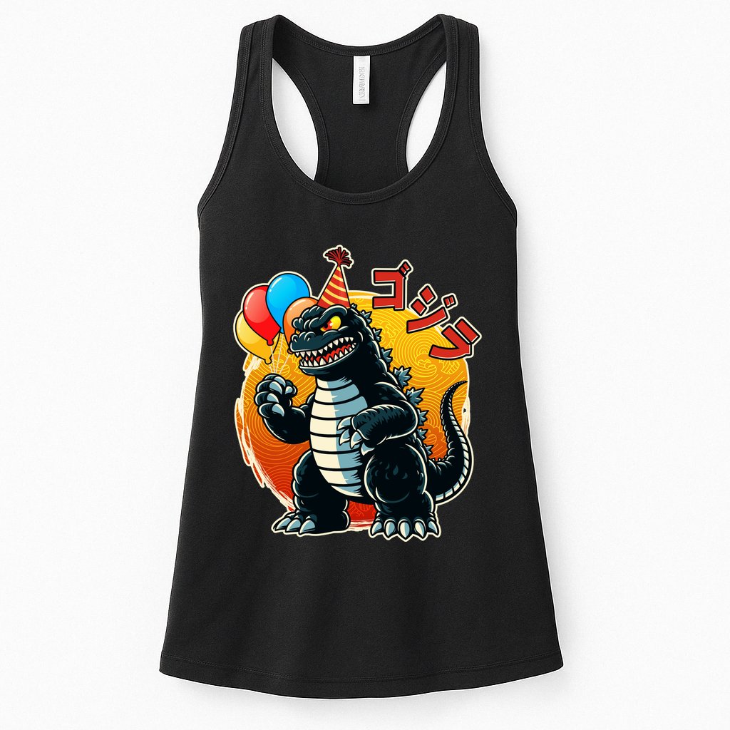 Funny Happy Birthday Japanese Kaiju Monster Womens Tank Top