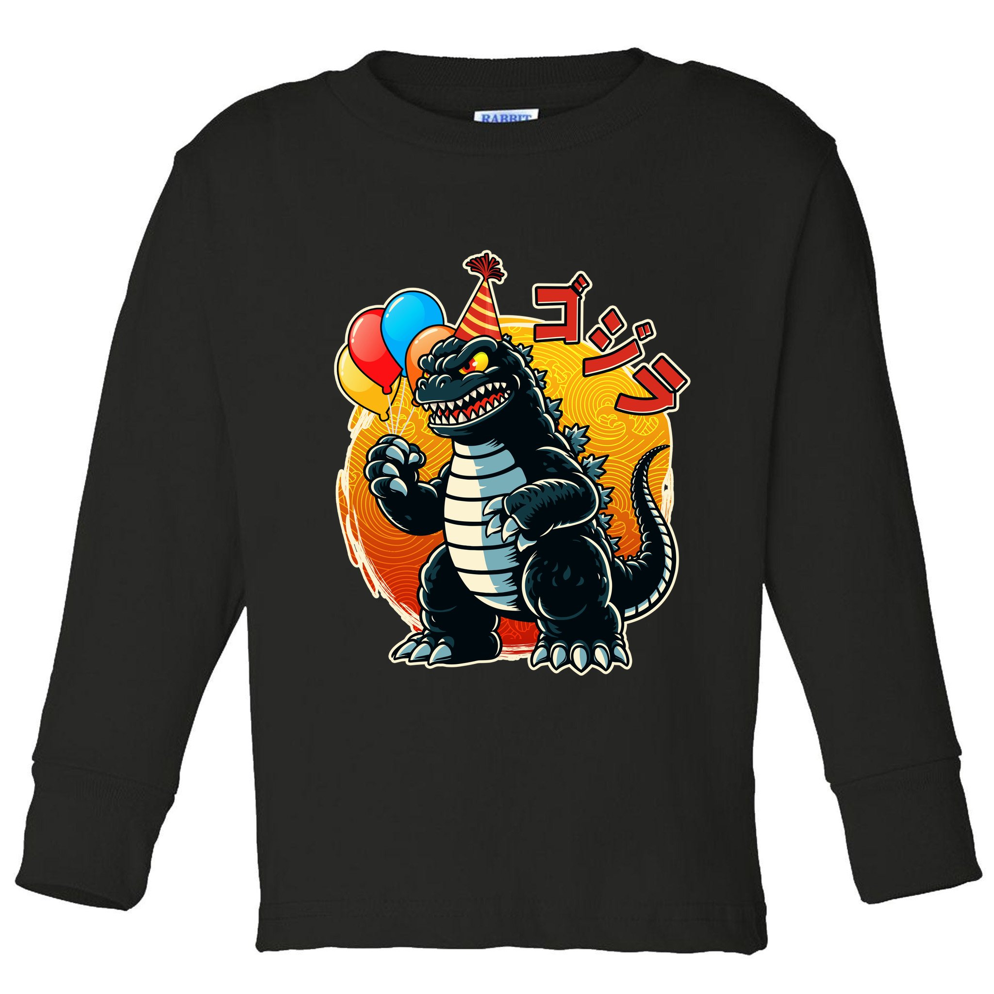 Funny Happy Birthday Japanese Kaiju Monster Toddler Long Sleeve Shirt