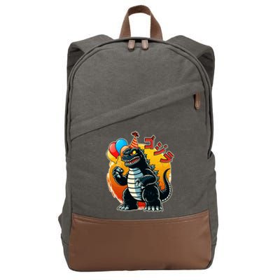 Funny Happy Birthday Japanese Kaiju Monster Cotton Canvas Backpack