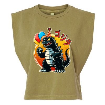Funny Happy Birthday Japanese Kaiju Monster Garment-Dyed Women's Muscle Tee