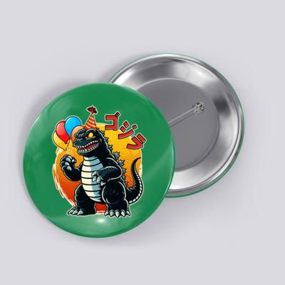 Funny Happy Birthday Japanese Kaiju Monster Button