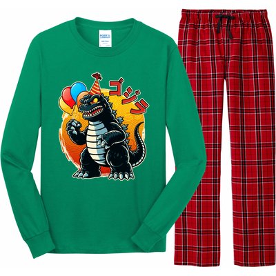 Funny Happy Birthday Japanese Kaiju Monster Long Sleeve Pajama Set