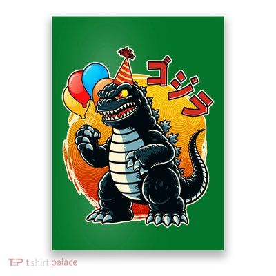 Funny Happy Birthday Japanese Kaiju Monster Poster