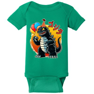 Funny Happy Birthday Japanese Kaiju Monster Baby Bodysuit